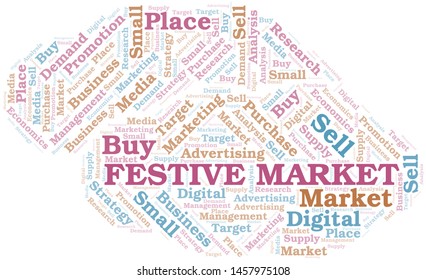 Festive Market word cloud. Vector made with text only