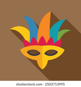 Festive mask with colorful feathers representing the joy and excitement of mardi gras celebrations