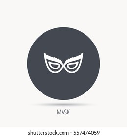 Festive mask icon. Masquerade carnival sign. Anonymous symbol. Round web button with flat icon. Vector