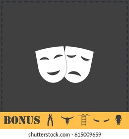 Festive masks icon flat. Simple vector symbol and bonus icon
