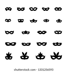 festive masks silhouette in black on a white background.
