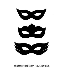 Festive masks silhouette in black on a white background.