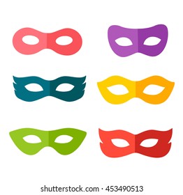  festive masks silhouette in black on a white background