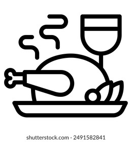 Festive Meal thanks giving icon illustration