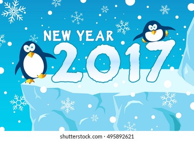 festive merry christmas with decorated item and text for greeting card with celebration countdown to new year festival holiday in december every year,penguin and snow