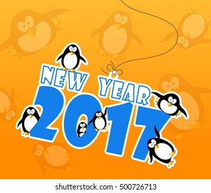 festive merry christmas with decorated item and text for greeting card with celebration countdown to new year festival holiday in december every year,penguin and snow