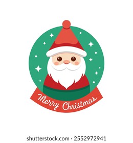 Festive Merry Christmas Design With Santa Claus. Vector Illustration Design On White Background