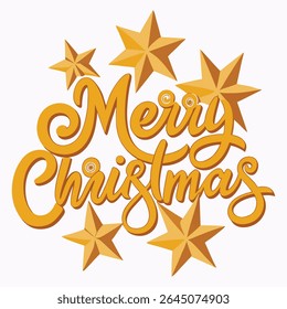 Festive "Merry Christmas" lettering decorated with paper cutout-style elements like snowflakes, holly, stars, and ornaments, creating a cheerful holiday vibe.
