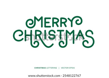 Festive Merry Christmas text on white background minimal style vector design