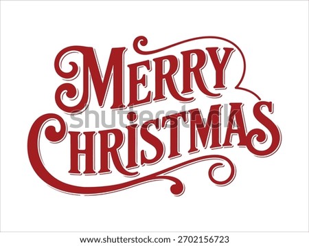 Festive Merry Christmas typography design with elegant swirls perfect for holiday greetings and seasonal celebrations with a classic decorative style