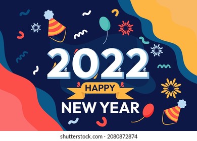 Festive Modern Hand Drawn New Year 2022 Flat Background Vector Design great to include in your new year 2022 projects or many other similar purposes