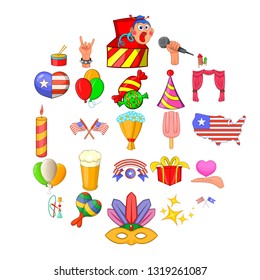 Festive mood icons set. Cartoon set of 25 festive mood vector icons for web isolated on white background