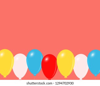 Festive mood vector background. Colorful bright balloons in a row. Celebration concept design.