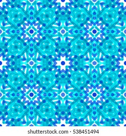 Festive  Mosaic Seamless Pattern With  Pieces Of Broken Abstract Glass Shards.  Creative Vector Illustration. Gentle Blue Freezing Drizzle Colors.  Light Modern Background. Shiny Backdrop.