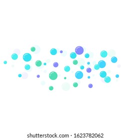 Festive multicolored circles, confetti. Randomly scattered colored bubbles.  Childish vibrant round dots on white background for decoration. Vector illustration.