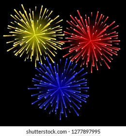 Festive multicolored fireworks. Vector illustration