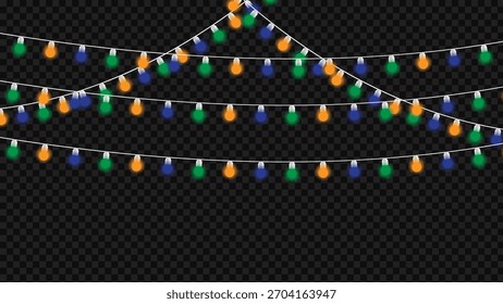 Elemento de decoração de luzes de corda multicoloridas festivas para eventos de feriados design