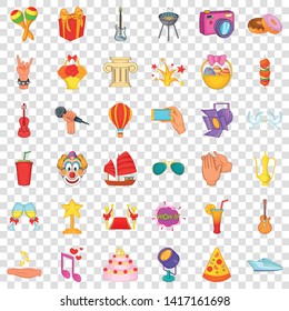Festive music icons set. Cartoon style of 36 festive music vector icons for web for any design