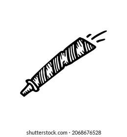 Festive musical whistle pipe. Sound horn. Decoration element for holiday party. Hand drawn line vector illustration in doodle style.