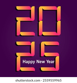 A festive New Year 2025 graphic with bold, modern 2025 in orange yellow gradient Happy New Year below and a dark purple background for contrast and energy






