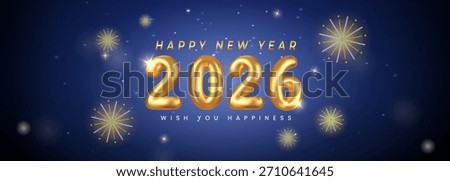A festive New Year 2026 image featuring bold golden numbers, glowing blue background, and bright fireworks. Perfect for celebrations, happiness, wishes, year-end campaigns, and festive greetings across media.
