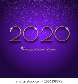 The festive New Year design with a golden inscription 2020 on a textured background. Vector illustration.
