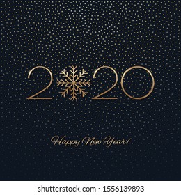 The festive New Year design with a golden inscription 2020 on a textured background. Vector illustration.