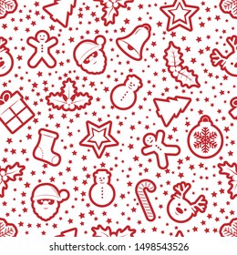 Festive new year seamless background with Christmas decorations. Suitable for textile, packaging, paper printing, simple backgrounds and texture.