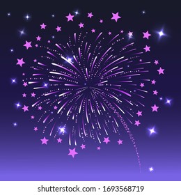 Festive new year's fireworks . Vector illustration