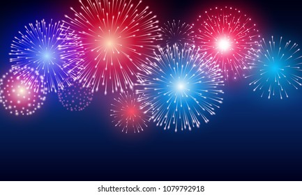 Festive night fireworks. Vector.
