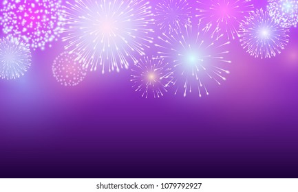 Festive night fireworks. Vector.