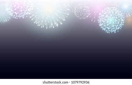 Festive night fireworks. Vector.
