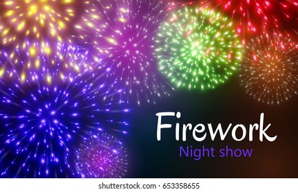 Festive night fireworks. Vector.