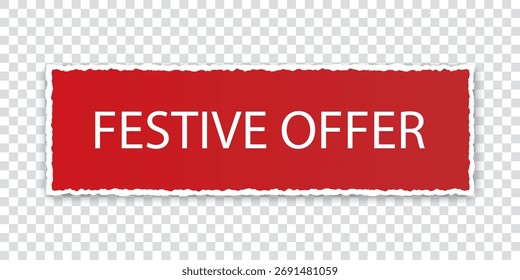 FESTIVES ANGEBOT - rot gerissenes Papierbanner mit gerissenen Kanten