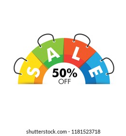 Festive Offer Sale Banner Design with 50% Discount Vector Illustration