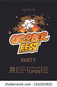 Festive Oktoberfest poster with Oktoberfest sign, emblem. Oktoberfest beer party design. Vector illustration