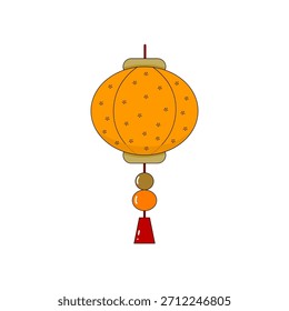 Ilustración festiva de linterna naranja. Diseño sencillo y limpio con detalles decorativos. Ideal para eventos culturales, celebraciones o Elementos de diseño. Aislado en blanco.