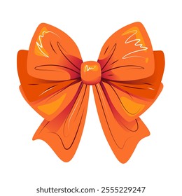 Festive orange ribbon gift bow