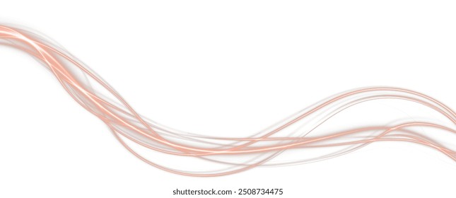 Festive orange stripe on white background. orange curl twirl for the holidays. orange colored curve rope. Vector png twirl, line, curve, rope, stripe design element.