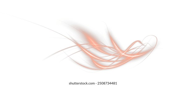 Festive orange stripe on white background. orange curl twirl for the holidays. orange colored curve rope. Vector png twirl, line, curve, rope, stripe design element.