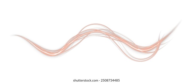 Festive orange stripe on white background. orange curl twirl for the holidays. orange colored curve rope. Vector png twirl, line, curve, rope, stripe design element.