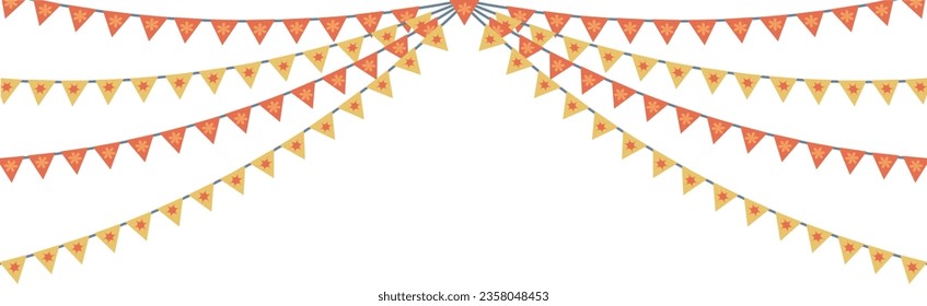 festive orange - yellow flags in vector, party, joyful event