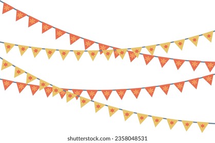 festive orange - yellow flags in vector, party, joyful event