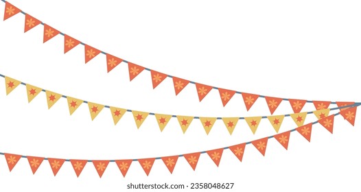 festive orange - yellow flags in vector, party, joyful event