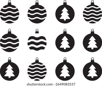 Festive Ornament Assortment A Collection of Christmas Tree Decorations Featuring Classic Holiday Shapes and Designs for Seasonal Cheer