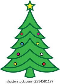 Diseño de Vector de árbol de Navidad adornado festivo