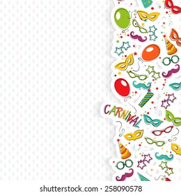  Festive page  with carnival icons and objects.  Vector party poster template