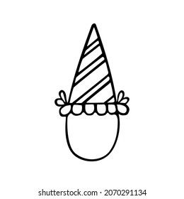 Festive Paper Birthday Hat. Element For Decorating A Fun Party. Hand Drawn Line Vector Illustration In Doodle Style.