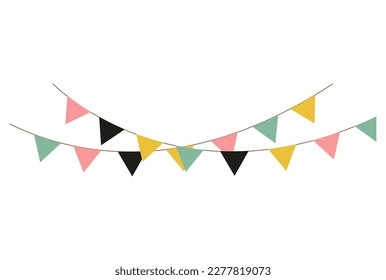 Festive paper flags. Garlands. Vector graphics