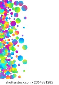 Festive party confetti scatter vector background. Rainbow round particles carnival decor. Cracker poppers flying confetti. Prize event decor illustration. New Year design.